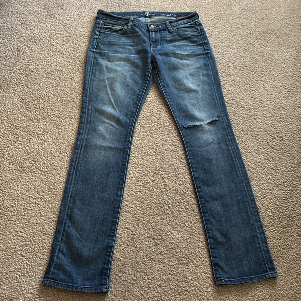 7 for all mankind straight leg- Women's Blue Jeans size 28